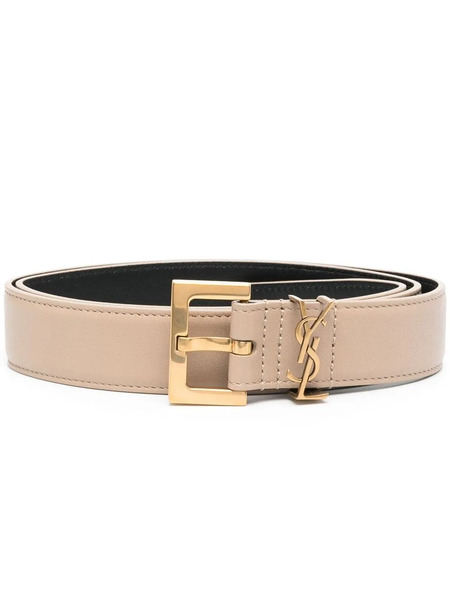  Saint Laurent Monogram Logo Belt - Neutrals 