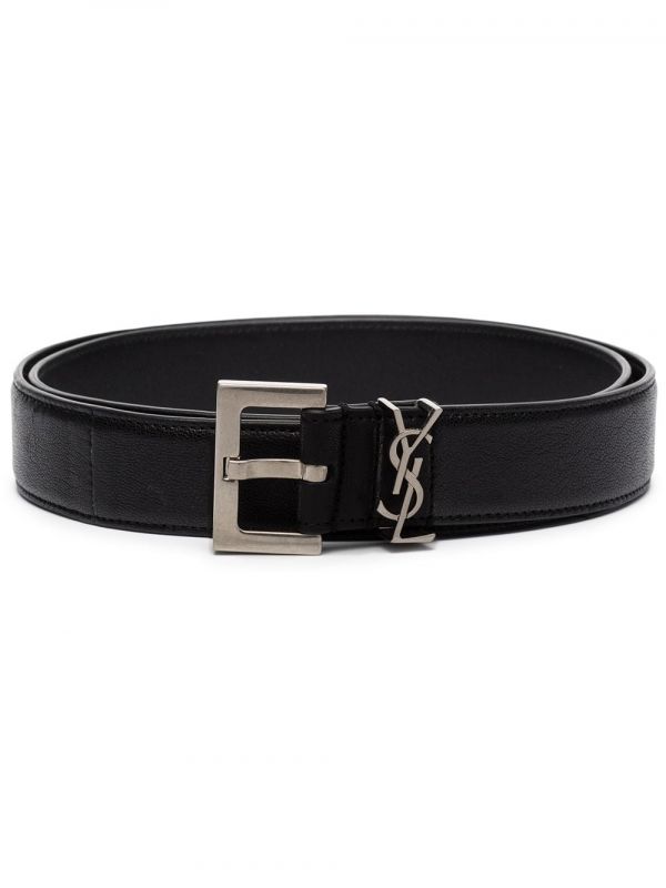  Saint Laurent Monogram-plaque Buckled Belt - Black 