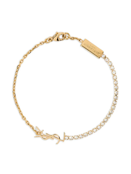  Saint Laurent Monogranne Crystal Bracelet - Gold 
