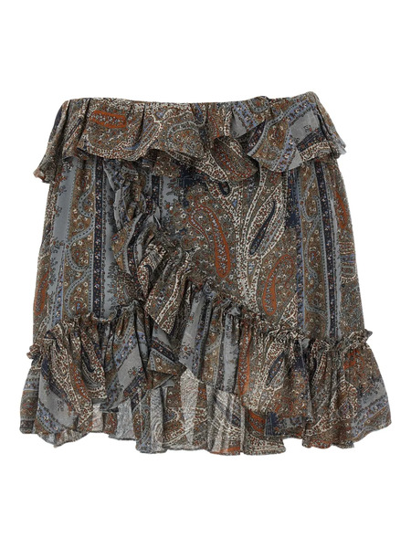  Saint Laurent Paisley-print Ruffled Mini Skirt - Blue 
