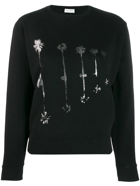  Saint Laurent Palm Tree Print Sweatshirt - Black 
