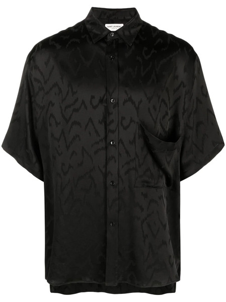  Saint Laurent Patterned-jacquard Short-sleeve Shirt - Black 