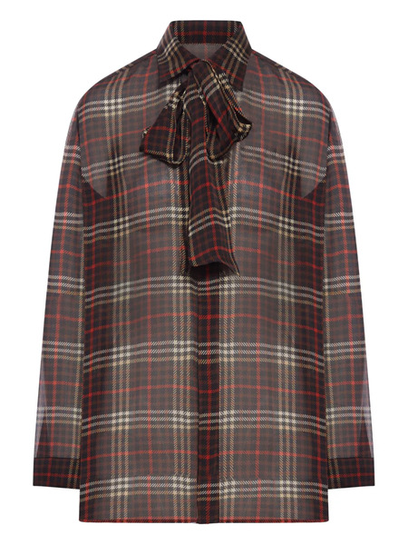  Saint Laurent Plaid Silk Blouse - Red 