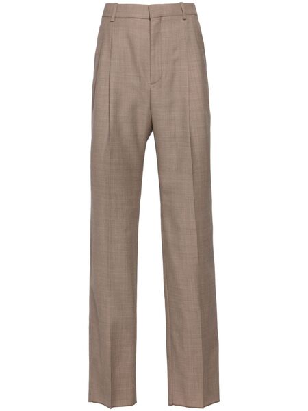  Saint Laurent Pleated Wool Tailored Trousers - Neutrals 