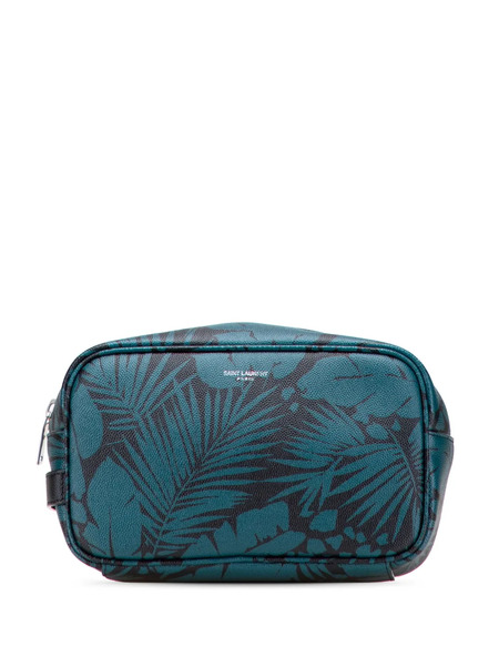  Saint Laurent Pre-owned 2021 Grain De Poudre Tropical Palm Pouch - Blue 
