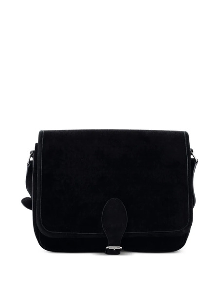 Saint Laurent Pre-owned Le Monogramme Buckle Satchel Monogram All Over Velvet And Suede Large Crossbody Bag - Black 