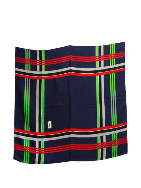 Saint Laurent Pre-owned 1990s Plaid Silk Scarf - Blue 