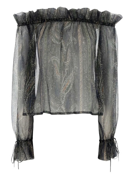  Saint Laurent Printed Crepe Blouse - Black 