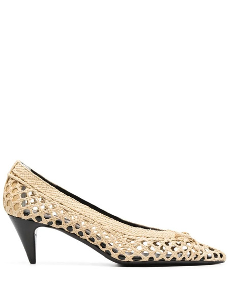  Saint Laurent Raffia Pointed Pumps - Neutrals 