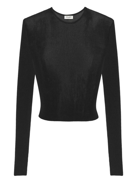  Saint Laurent Round-neck Fine-knit Top - Black 
