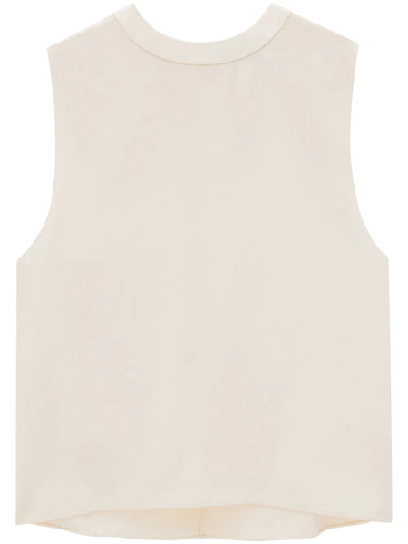  Saint Laurent Round-neck Silk Top - Neutrals 