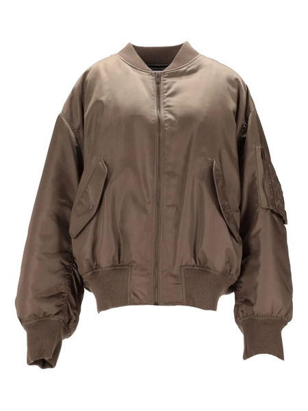  Saint Laurent Ruched-detail Bomber Jacket - Brown 