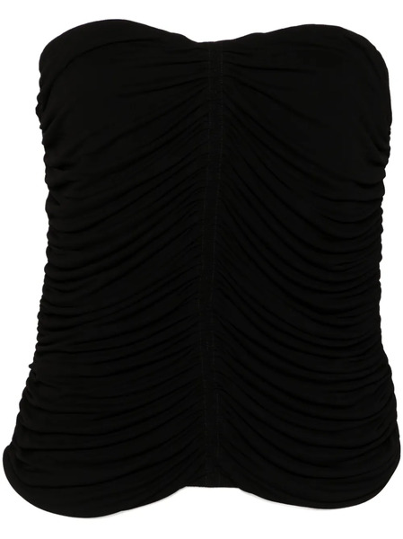  Saint Laurent Ruched Strapless Top - Black 