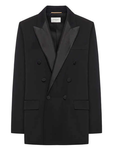  Saint Laurent Satin-lapels Double-breasted Blazer - Black 