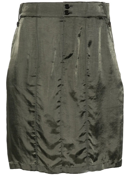  Saint Laurent Satin Pencil Mini Skirt - Green 