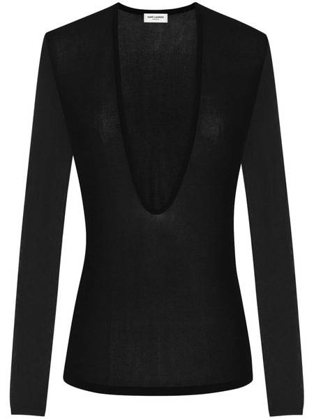  Saint Laurent Scoop-neck Knitted Jumper - Black 