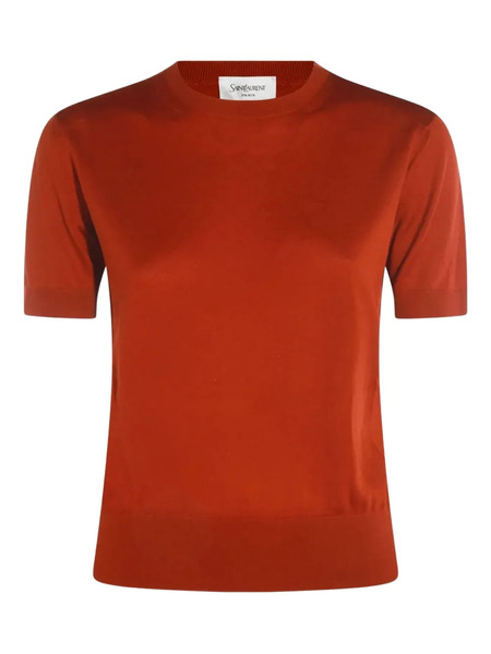  Saint Laurent Short-sleeve Crew-neck Sweater - Orange 