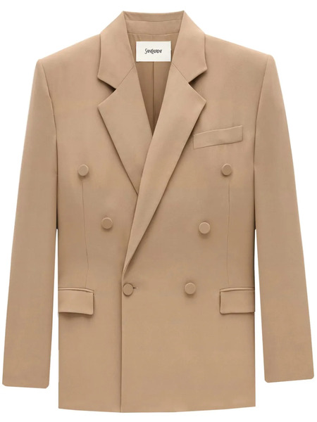 Saint Laurent Silk Crepe Blazer - Neutrals 