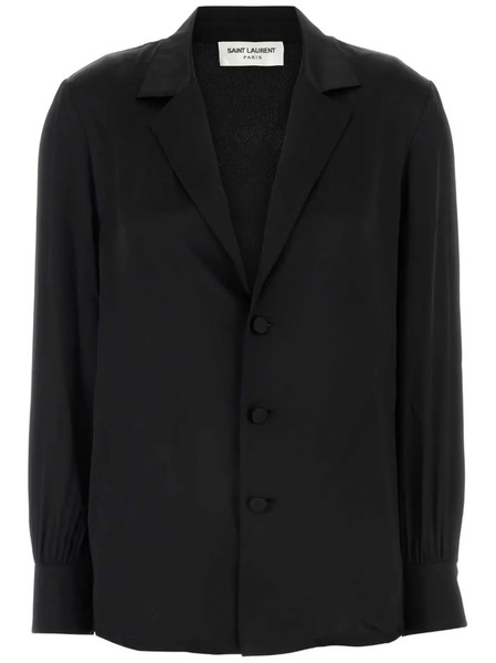 Saint Laurent Silk Satin Shirt - Black 