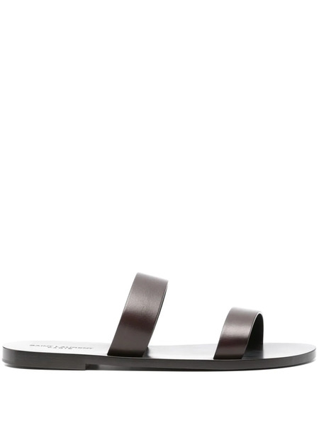  Saint Laurent Slip-on Leather Sandals - Brown 