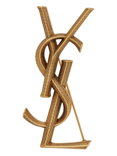  Saint Laurent Snake-effect Brooch - Gold 