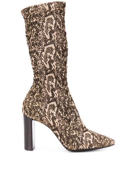 Saint Laurent Snake-print Elasticated Boots - Brown 