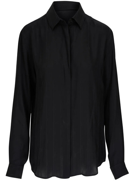  Saint Laurent Striped Button-up Silk Shirt - Black 