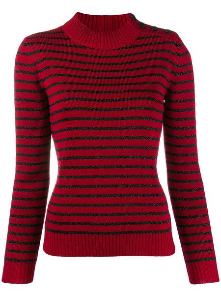  Saint Laurent Striped Knitted Jumper - Red 