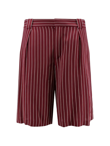  Saint Laurent Striped Pleated Shorts - Red 