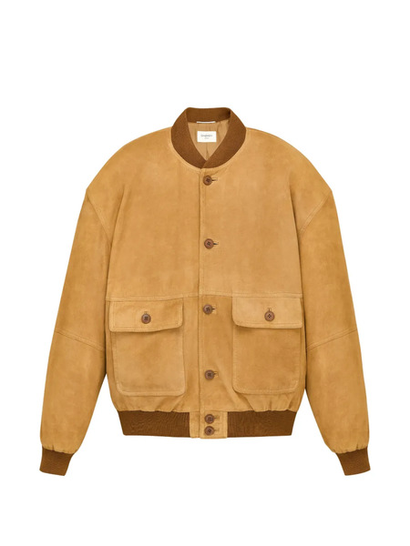  Saint Laurent Suede Bomber Jacket - Neutrals 