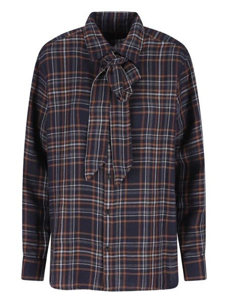  Saint Laurent Tie-fastening Checked Shirt - Black 