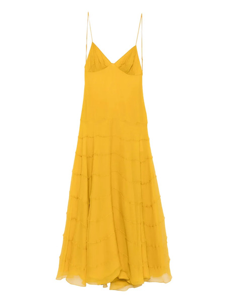  Saint Laurent Tiered Ruffled Dress - Yellow 