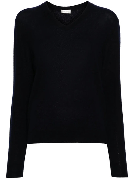  Saint Laurent V-neck Knitted Jumper - Blue 