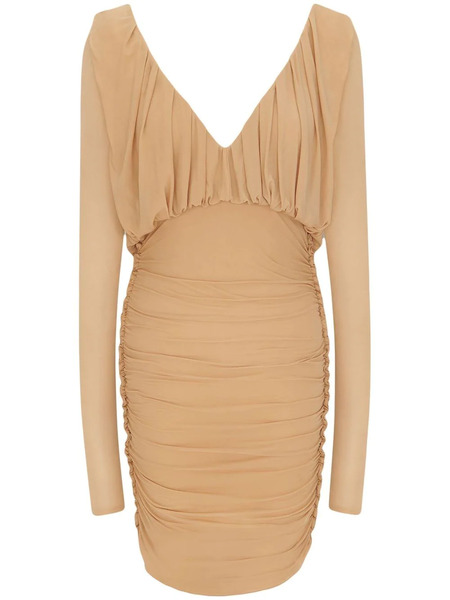  Saint Laurent V-neck Minidress - Neutrals 