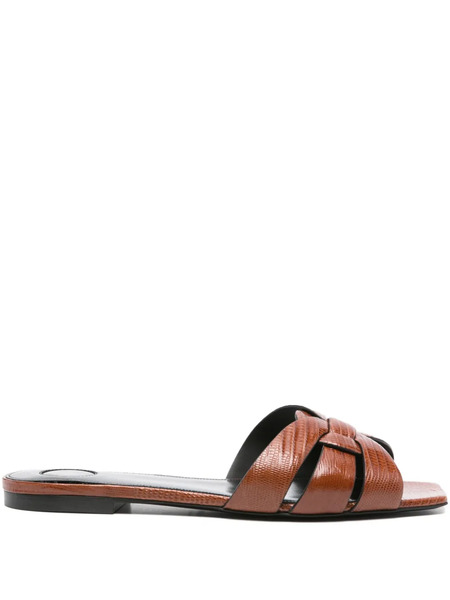  Saint Laurent Woven Leather Sandals - Brown 