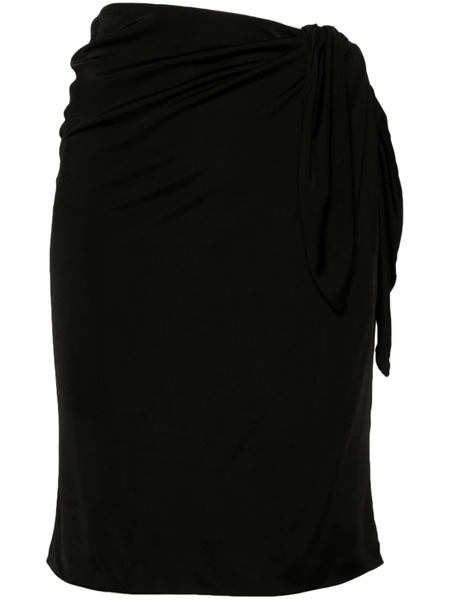  Saint Laurent Wrap Midi Pencil Skirt - Black 