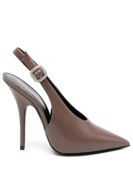  Saint Laurent Yasmeen 125mm Slingback Pumps - Brown 
