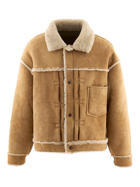 Saint Mxxxxxx Bb_mouton Shearling Collar Jacket - Brown 