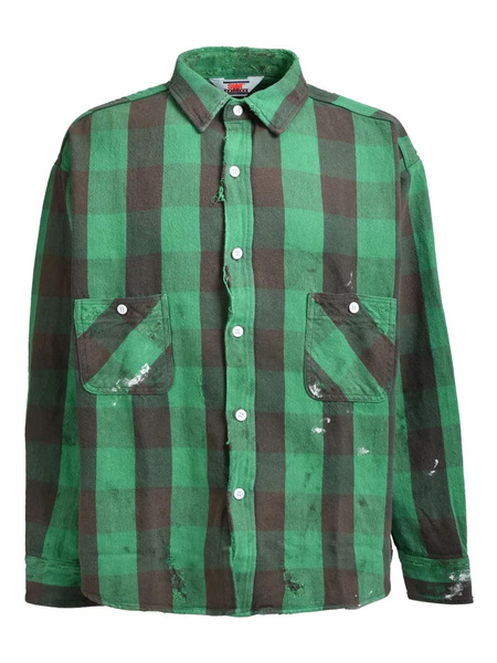  Saint Mxxxxxx Check-print Shirt - Green 