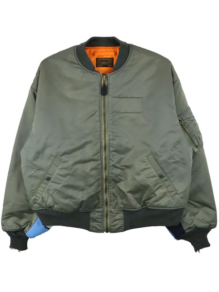  Saint Mxxxxxx Contrasting Sleeves Bomber Jacket - Green 