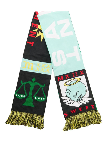  Saint Mxxxxxx Fringe Graphic Scarf - Black 