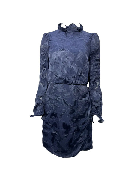  Saloni Rina B Ruffled-neck Mini Dress - Blue 