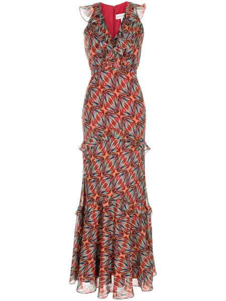  Saloni Rita Geometric-pattern Print Dress - Orange 