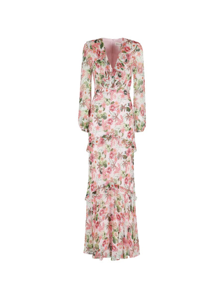  Saloni Ruffled Floral Dress - Pink 