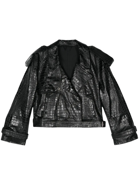  Salvatore Santoro Crocodile-embossed Biker Jacket - Black 