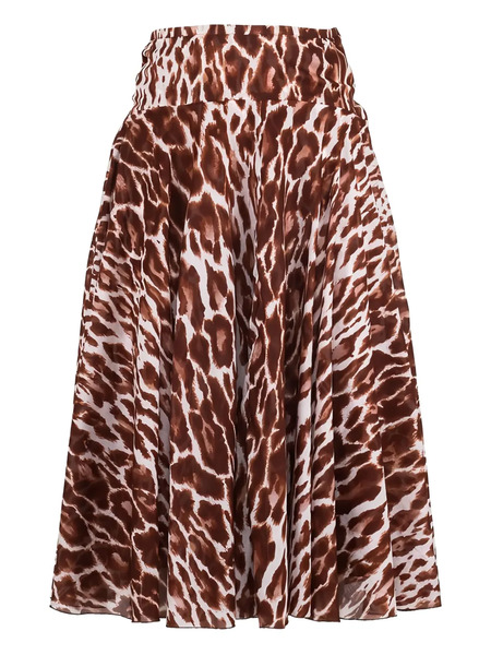 Samantha Sung Aster Leopard-print Midi Skirt - Brown 