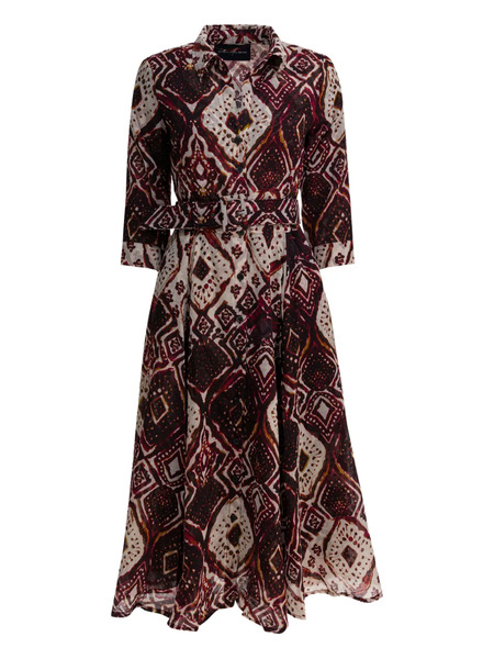  Samantha Sung Belted Printed Dress - Red 