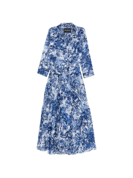  Samantha Sung Buttoned Floral Midi Dress - Blue 