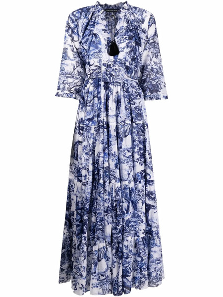  Samantha Sung Embroidered Midi Shift Dress - Blue 