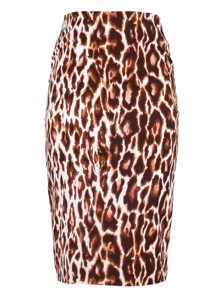 Samantha Sung Leopard-print Pencil Skirt - Brown 
